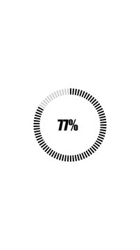 Minimal circular progress bar animation showing percentage increase from seven to hundred percent on plain white background for dynamic digital display.