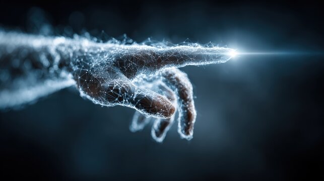 Quantum touch node icon concept representing a touchpoint through quantum linkages for enhanced interaction design