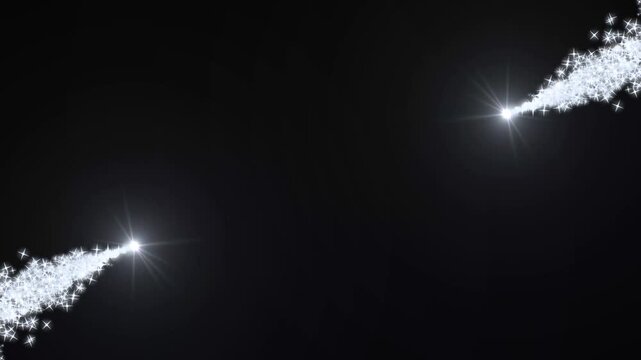 particle line move light effect on black screen background.Glitter light star sparkle tail sparkle path white twinkling stars line  magic sparkles glitter line stars, cartoon doodle sparkles ,4k