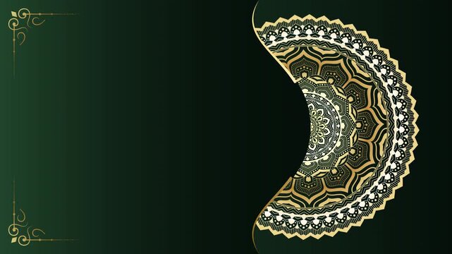 Elegant Islamic Pattern Frame Background with Golden Mandala Design.