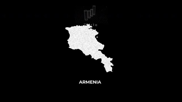 Armenia technology map with animated charts, graphs, statistics, and analytics showcasing economy, infrastructure, innovation, population, trade, energy, and national development