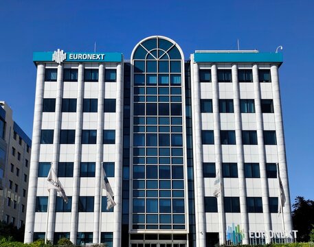 Exterior view of the Euronext building on Leoforos Athinon in Athens, Greece, headquarters of Euronext Athens, formerly the Athens Stock Exchange, a landmark of the country's financial markets.