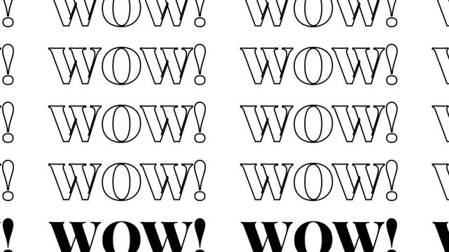 Wow text animation with bold typography design