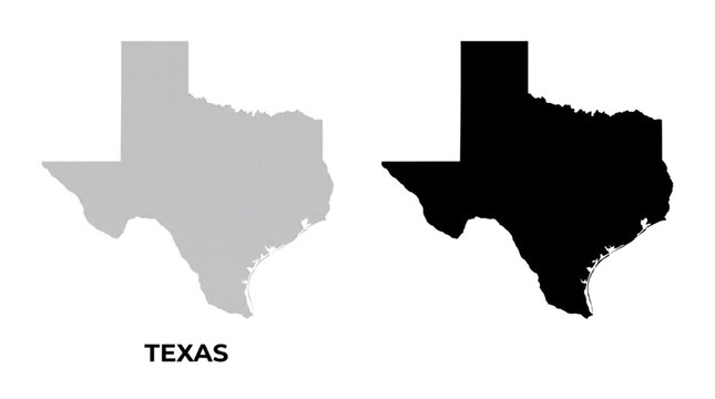 Texas State Map Silhouettes in Black and Grey Vector Illustration for Geographic Design