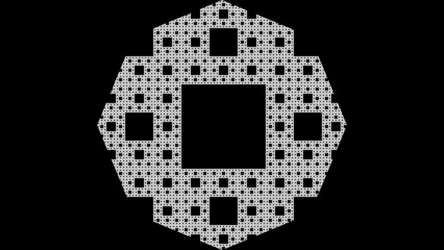 Sierpinski Octagon Fractal - Black and White Geometric Abstract