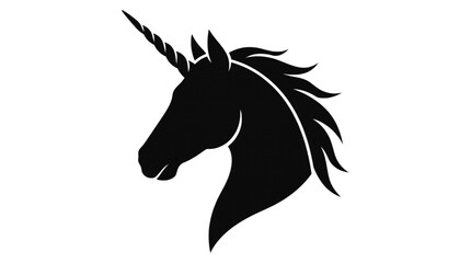 Fototapeta premium Unicorn head silhouette logo icon vector design element for fantasy mythology theme