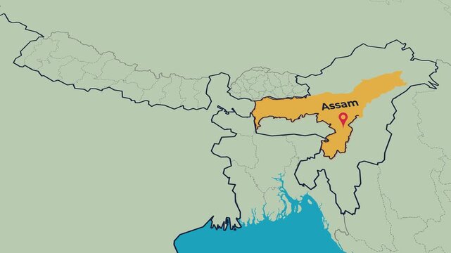 Assam Map Animation Locator Zoom 4K Motion Graphic
