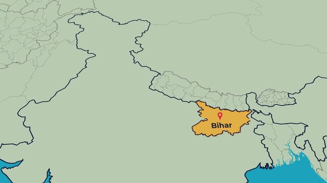Bihar Map Animation Locator Zoom 4K Motion Graphic
