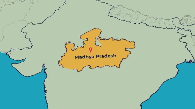Madhya Pradesh Map Animation Locator Zoom 4K Motion Graphic
