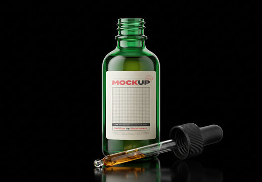 Bitters Droplet Bottle Label Mockup