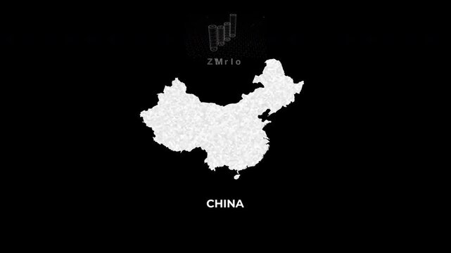 China technology map with animated charts, graphs, statistics, and analytics showcasing economy, infrastructure, innovation, population, trade, energy, and national development