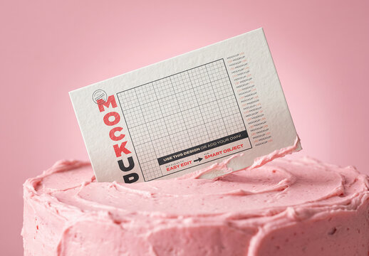 Card Stuck in a Cake Mockup