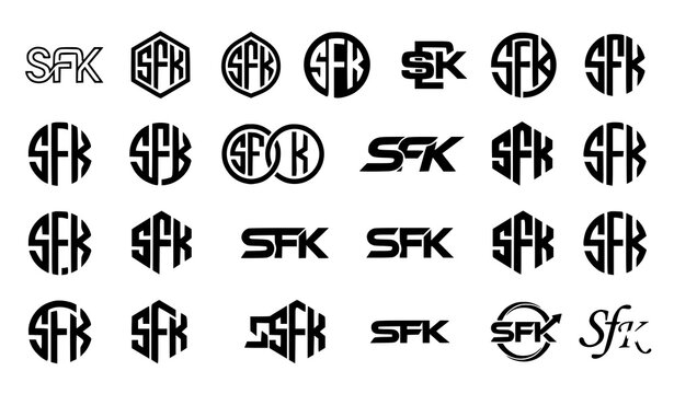 Modern SFK Letter Monogram Logo Design Collection Isolated on White Background Vector Set