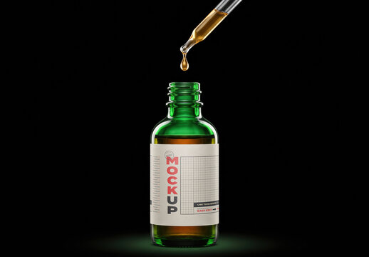 Droplet Bitters Bottle Label Mockup