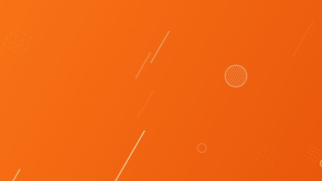 Abstract geometric shapes floating on orange back