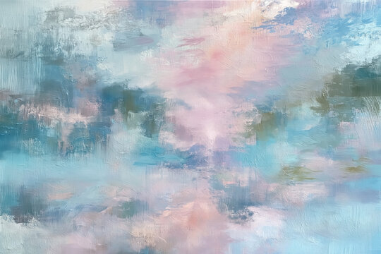 Abstract pastel painting reflecting dreamy soft clouds with fluid strokes and impressionistic brushwork
