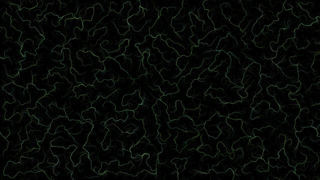 Abstract lightning vein pattern on black background, organic neural network texture, dark bioluminescent web structure for futuristic design