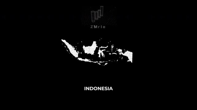 Indonasia technology map with animated charts, graphs, statistics, and analytics showcasing economy, infrastructure, innovation, population, trade, energy, and national development