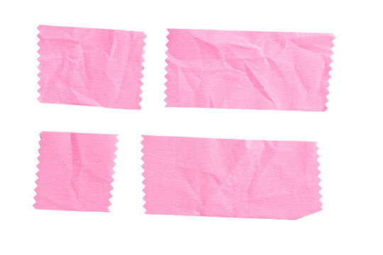 Set of Pink crumpled paper pieces with jagged edges cut out. Template mockup