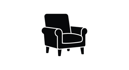 Obraz premium Armchair Silhouette On White Background Minimalist Furniture Design