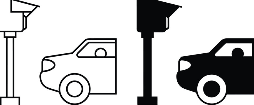 Traffic camera and car monitoring vector illustration