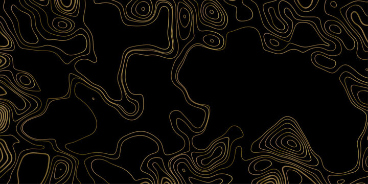 Minimalist Black Terrain Mapping Design with Wavy Lines and Natural Curves for a Unique Texture. Abstract outline topographic contour map. waves on black background.