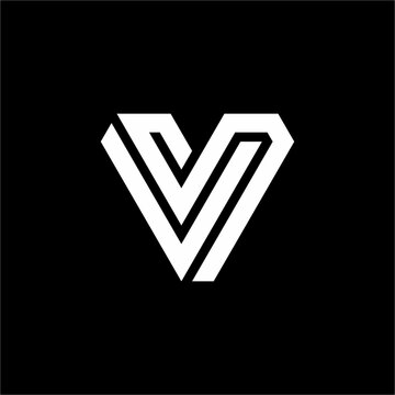 Futuristic SV or VS monogram logo merging sharp V angular lines with S geometry. Unique and elegant mark ideal for tech startups, esports, venture capital, and software firms.