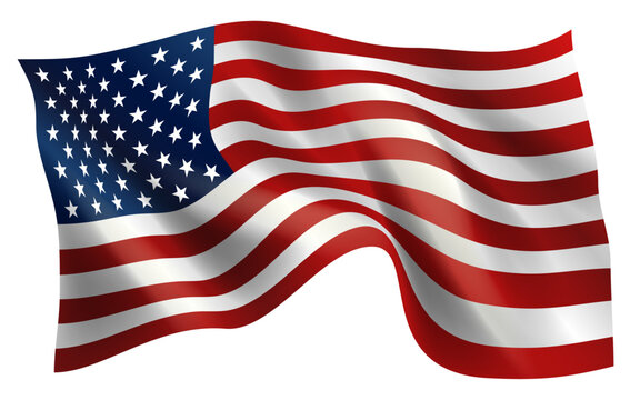 Waving United States flag isolated on white background, American Flag fabric wave vector illustration