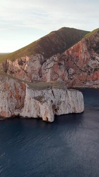 Aerial view of the Porto Flavia and Pan di Zucchero, Sardinia, Italy.
