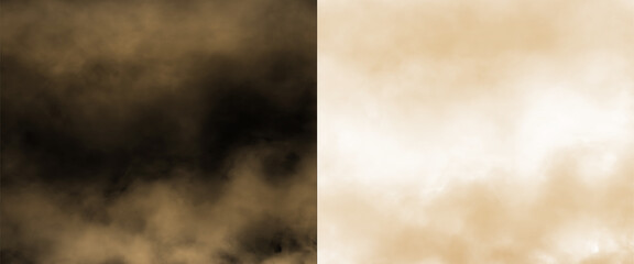 Fototapeta premium Dense brown sandstorm smoke cloud with realistic drifting dust particles isolated on transparent PNG background for cinematic overlays, visual compositing, atmospheric effects and VFX design