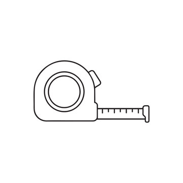 Tape measure icon, construction measuring tape line icon isolated