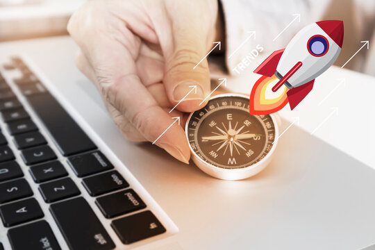 Entrepreneurial mindset has a compass for working and a vision for setting business goals.