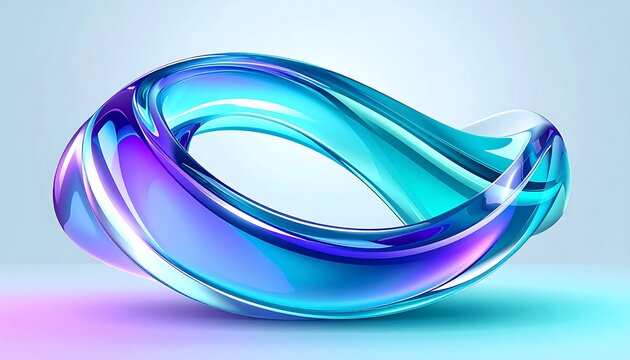 Abstract swirling gradient color ribbon loop design.