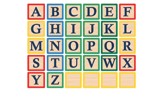 Education Concept Alphabet Blocks Isolated on a transparent background