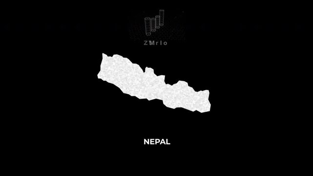 Nepal technology map with animated charts, graphs, statistics, and analytics showcasing economy, infrastructure, innovation, population, trade, energy, and national development