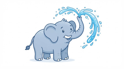 Naklejka premium Cute Elephant Cartoon Vector Illustration Isolated on White Background, Funny Wildlife Animal Character Design with Big Trunk for Zoo, Safari, Nature and Kids Clipart Concepts