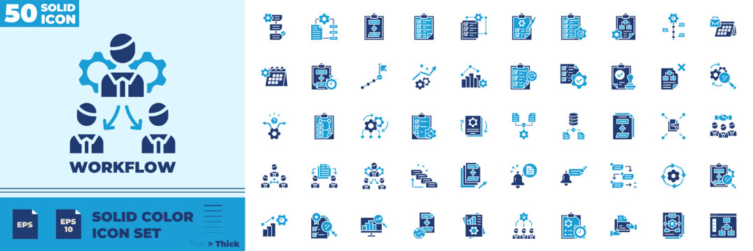 Workflow Solid Color Editable Icons set