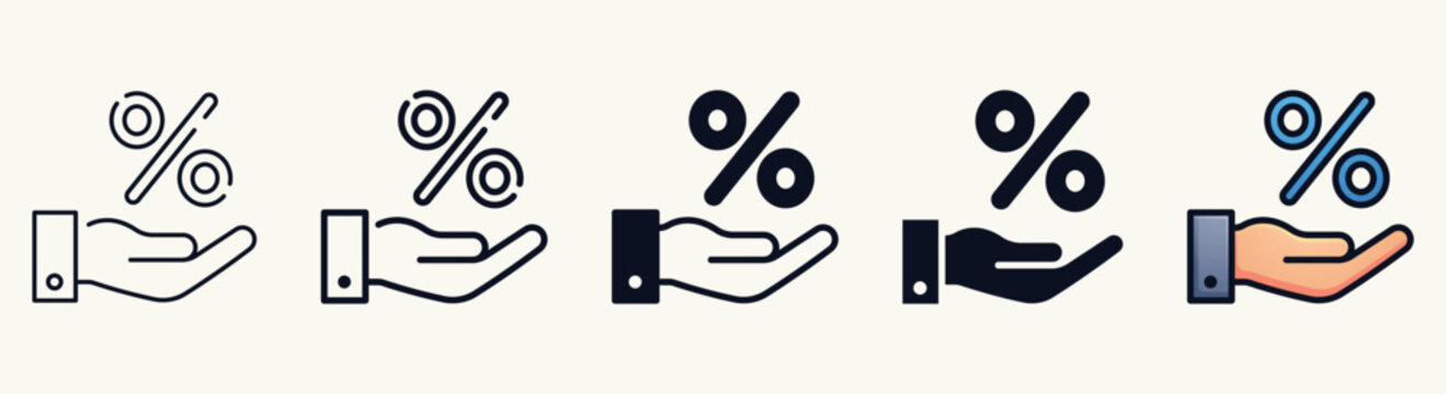 Percentage Hand Icons Set