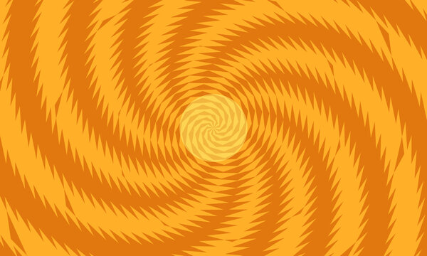 Abstract orange spiral pattern with jagged edges and radial design