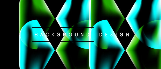 Abstract fluid shapes, vibrant green, blue hues. Modern design element, dark background creates striking visual impact. Text reads background design. © antishock