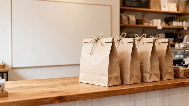 Independent retail display with ceramic pieces natural wood shelf local ret