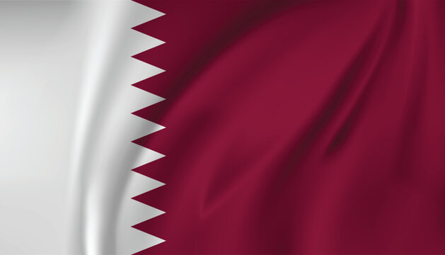 Qatar flag waving maroon and white vector illustration