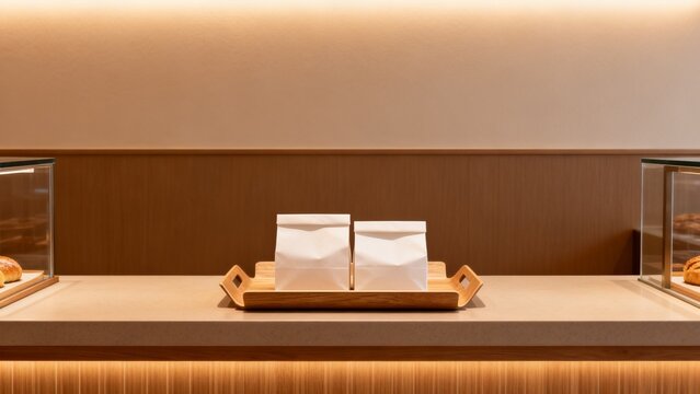 Local small business scene featuring paper bags unbranded boxes bakery inde