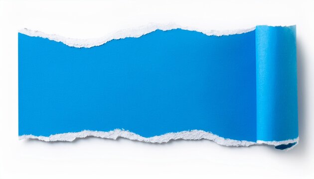 ripped blue paper edge isolated on white or white background