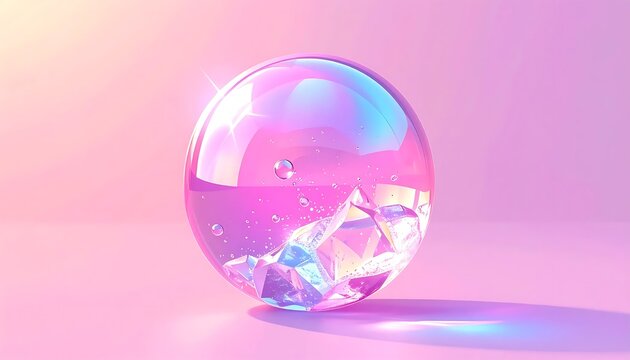 Abstract geometric shape with soft pink and purple gradient.