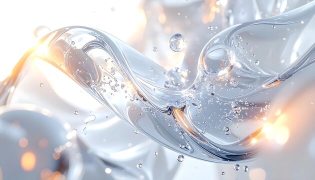 Close up of laboratory glassware with chemical reactions.