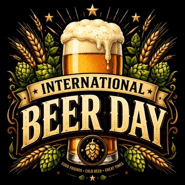 Celebrate international beer day with a frothy glass of amber ale under a neon glow arch