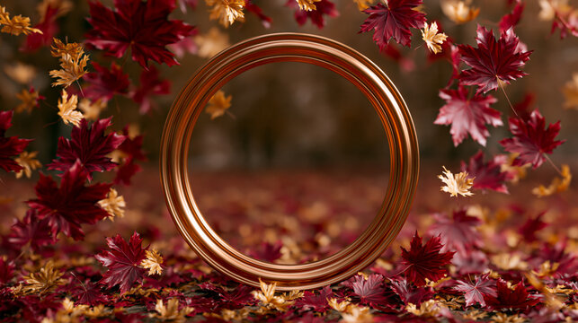 Autumn Leaves with Decorative Mirror Frame