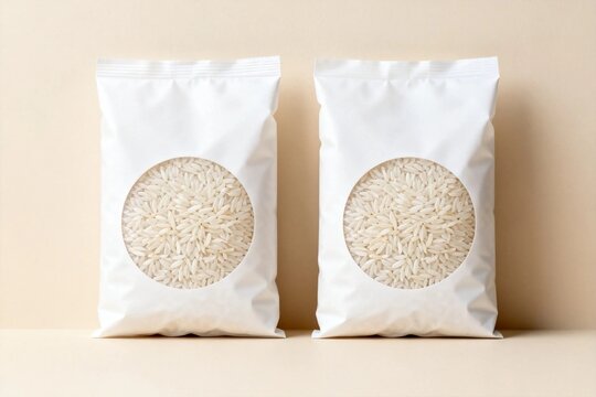 White Rice Packaging Mockup with Circular Window