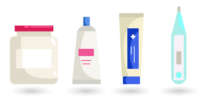 Medical supplies and pregnancy test kit on transparent background